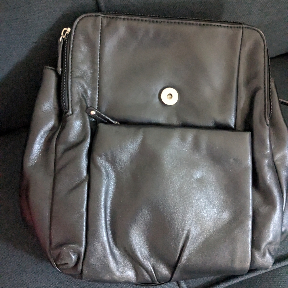 Black Women's Leather Backpack